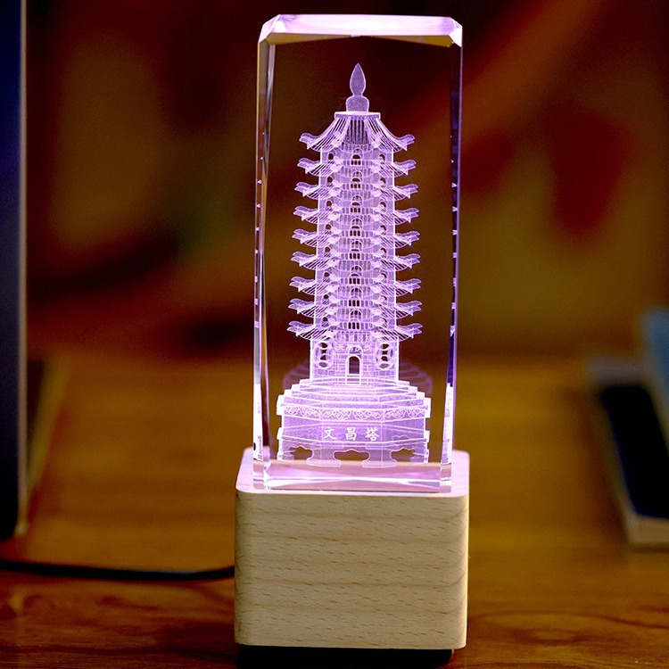 Crystal Seven-layer Nine-layer Wenchang Tower Ornaments Office Desktop Ornaments Children's Room Desk Students College Entrance Examination Gift