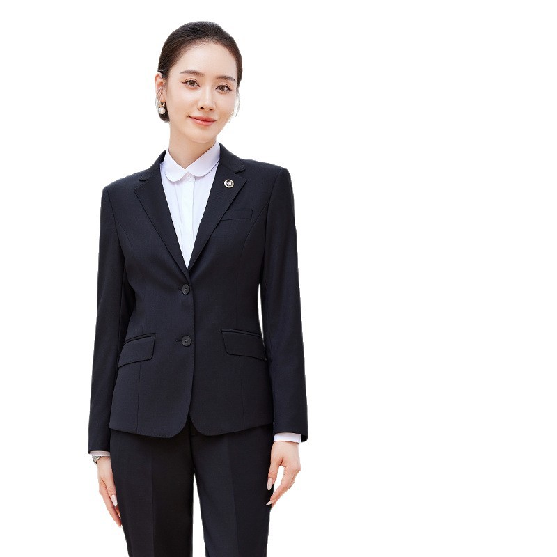 Tencel Wool Suit Men's Business Manager Slim Work Women's Suit Jacket Formal Navy Blue