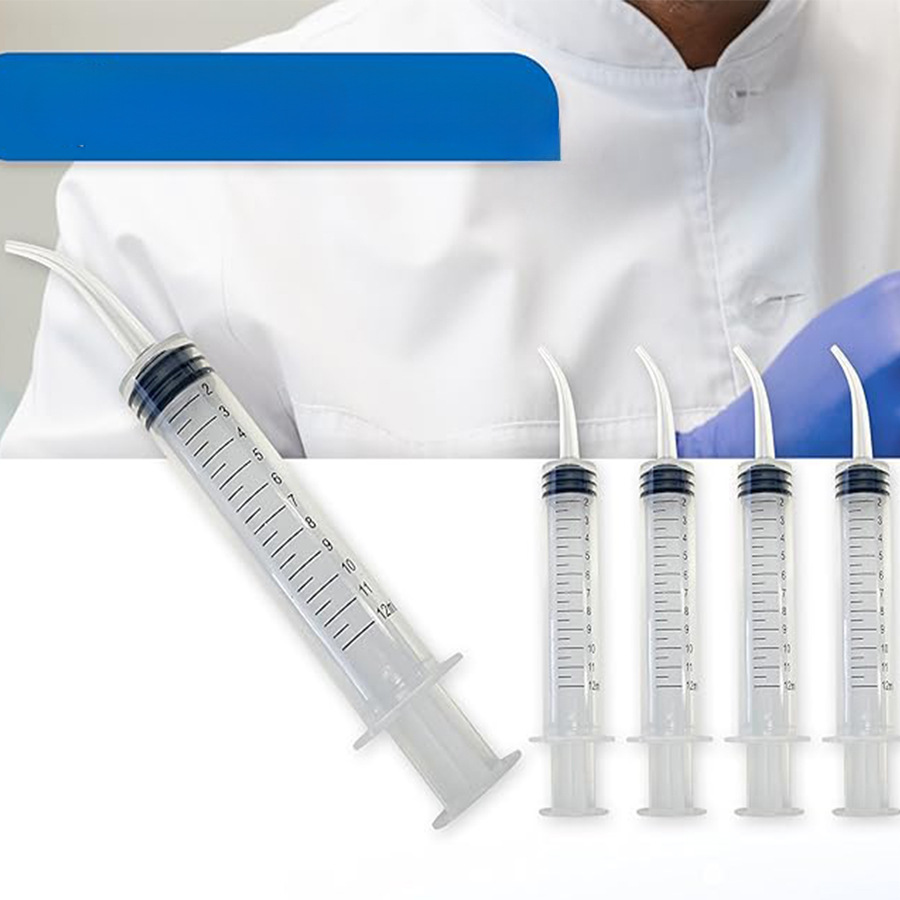 Cross-border sub-packing tool needle tube elbow needle tube elbow syringe 12ml pet irrigator elbow straight head