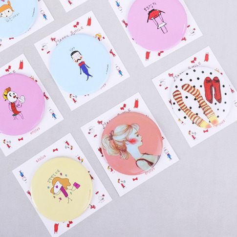 Small Mirror, Makeup Mirror, Portable Glass Mirror, K-Style of Cute Little Round Mirror, Makeup Mirror