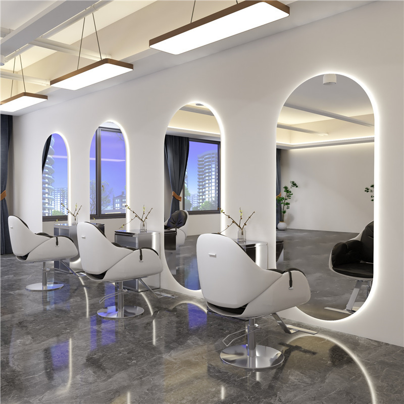 Factory Direct Sales Barber Shop Mirror Table Simple Hair Salon Special Mirror with Light Wall-Mounted Mirror Single-Sided Mirror Hair Salon Mirror