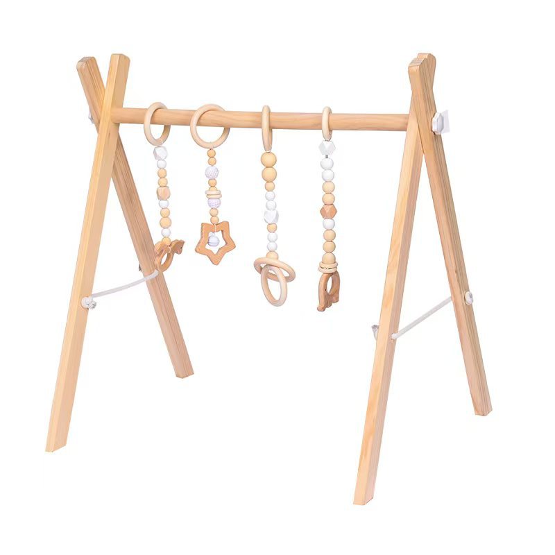 Cross-border Wooden Newborn Fitness Rack Baby Grasping Clouds Stars Moon Pendant Baby Sports Tripod
