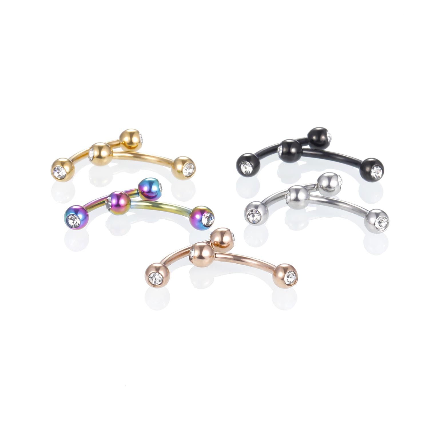 Stainless steel eyebrow nail color-preserving electroplated diamond stud earrings European and American puncture jewelry multi-color multi-size cross-border exclusive supply