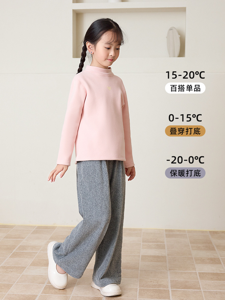 Girls' Winter Velvet Bottoming Shirt, Kidsren's Inner Half Turtleneck Bottoming Shirt, Baby Girl's Thickeneded Warm Top, Category a