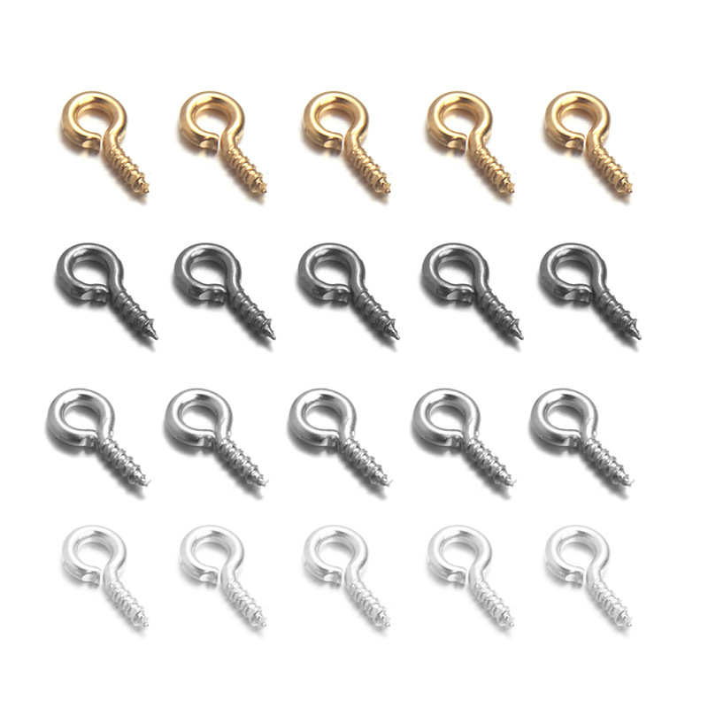 Iron Electroplated Gold and Silver Sheep Eye Nails Pearl Screws DIY Pendant Pendant Connection Threaded Sheep Nail Accessories Wholesale