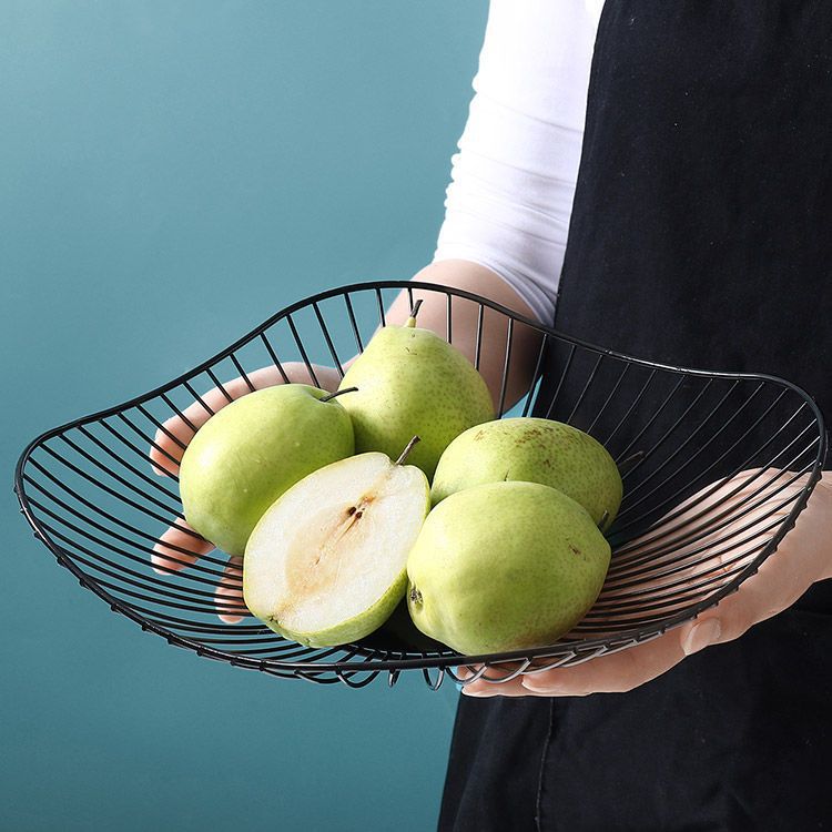 Lotus Leaf Shaped Iron European-Style Fruit Plate, High-Looking Living Room Coffee Table, Fruit Basket, Snack Plate, Fruit Plate