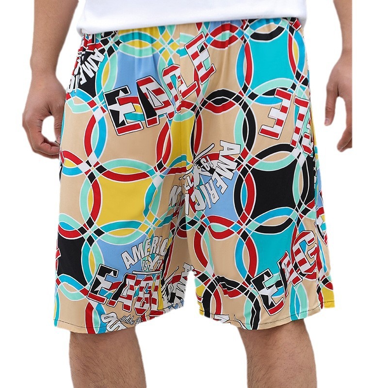 Summer Beach Pants Men's Loose Casual Five-point Pants Ice Silk High Elastic Quick-drying Seaside Large Size Shorts for Men