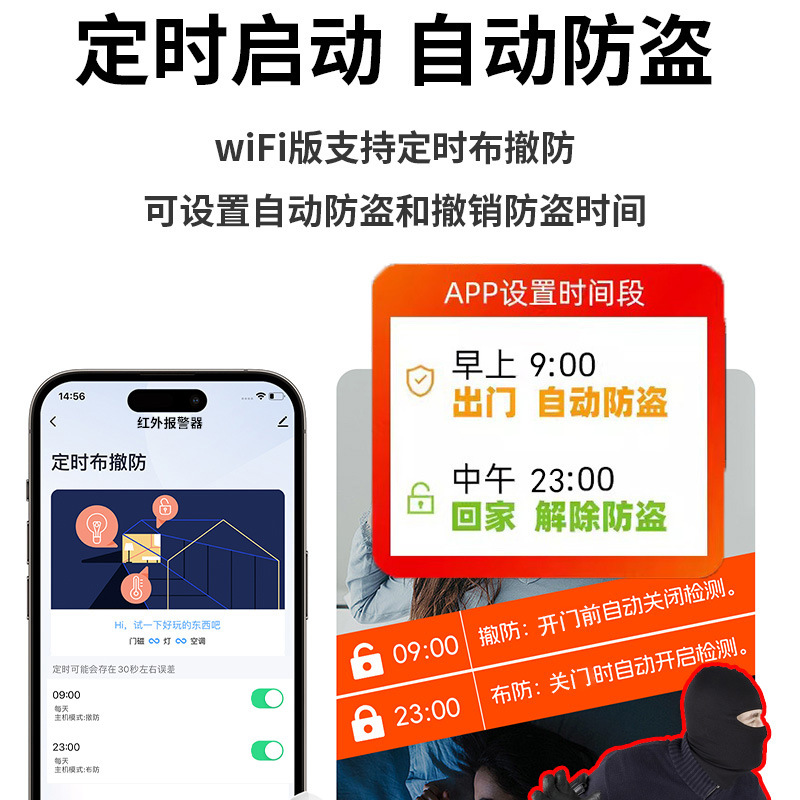 Wholesale human infrared alarm home doors and windows anti-theft shop site sound and light induction alarm security cp2