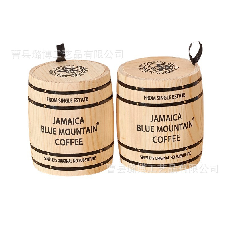 Cross-border wooden coffee bucket household multi-purpose solid wood coffee beans storage wooden bucket scattered tea bucket kitchen seasoning wooden bucket
