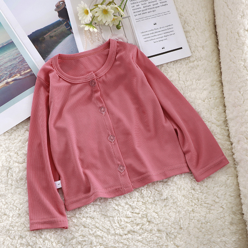 Girls Long-Sleeved T-Shirt Summer Baby Girl Cardigan Top Korean Style Girl Candy Color Jacket Ice Silk Sun Protection Clothing Thin
