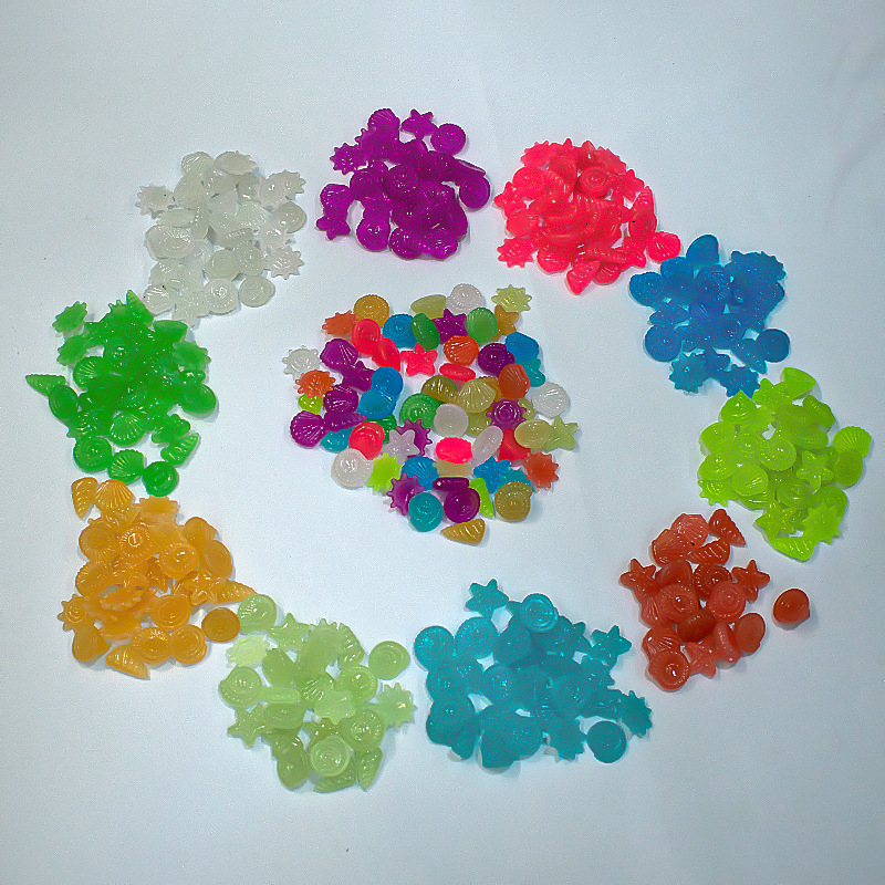 1CM small size luminous shell artificial bright aquarium landscaping luminous stone fish tank color stone fluorescent stone garden
