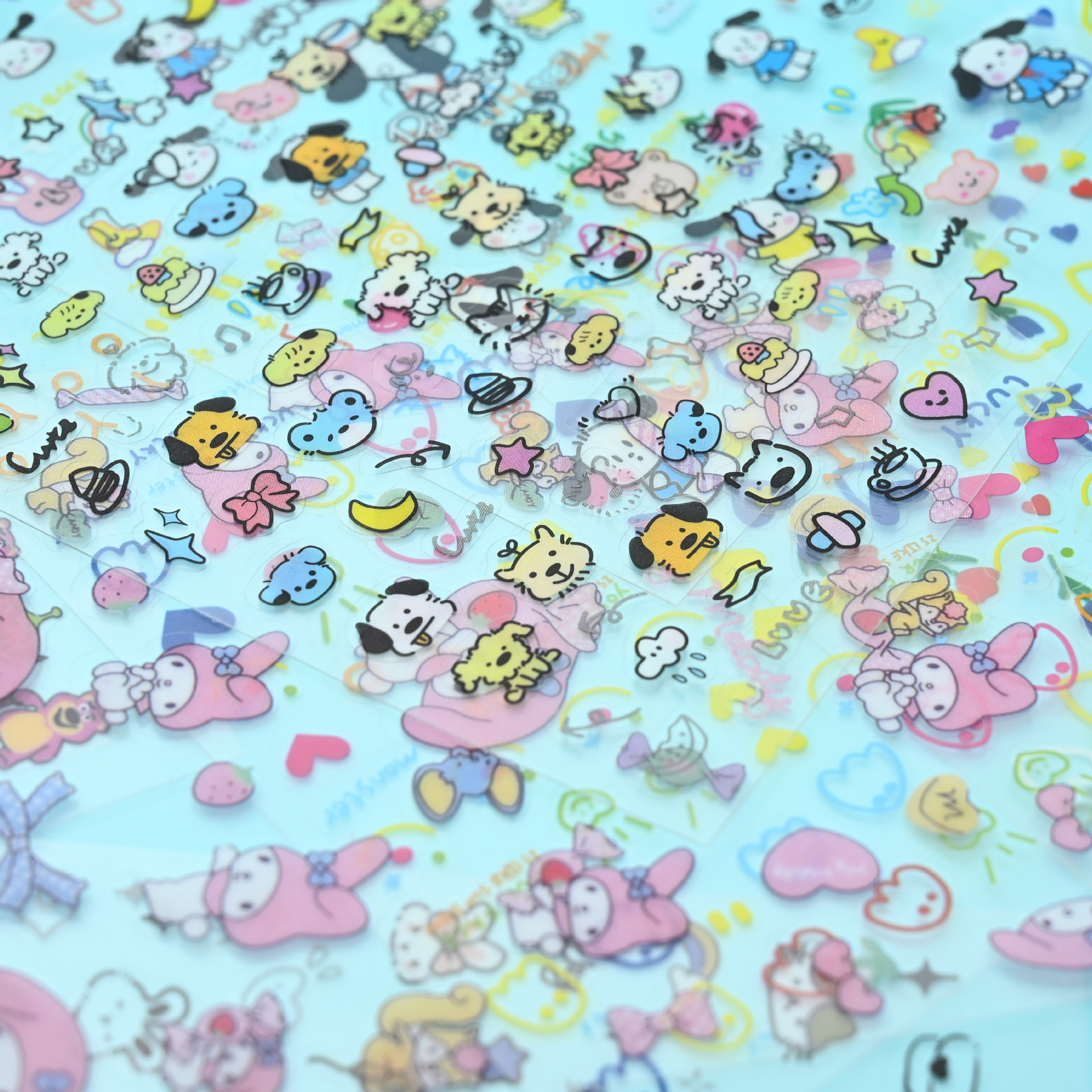 Stickers for Children Japanese Cartoon DIY Transparent Stickers Planner Cute Decoration Creative Pattern Stickers Water Bottle Stickers