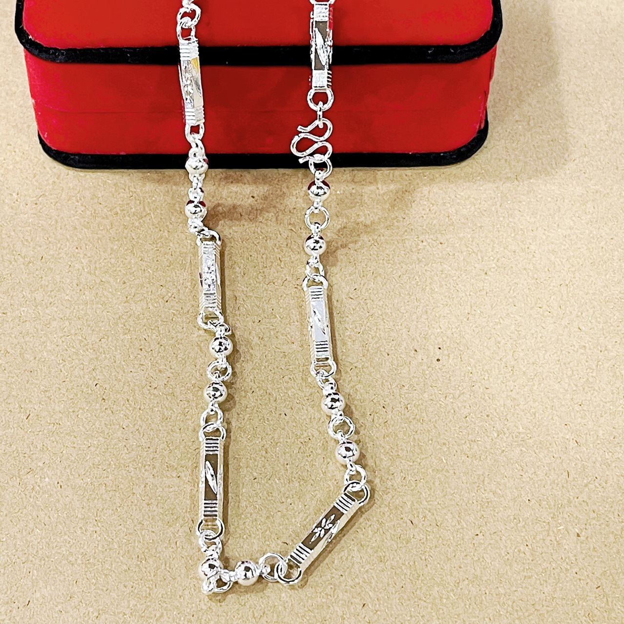 High imitation silver plated necklace slub hexagonal necklace jewelry necklace jewelry bamboo lengthened hexagonal necklace