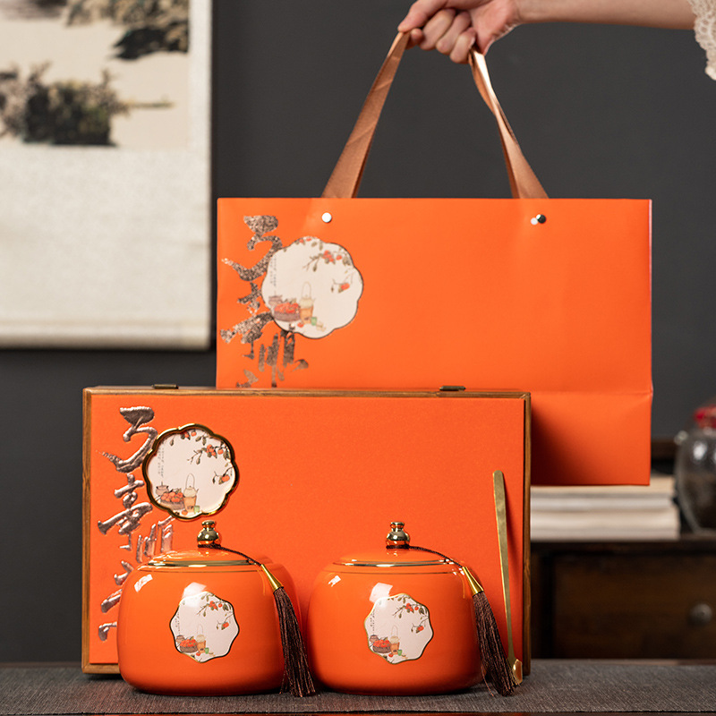 Керамическая банка Everything Goes Well Подарочная коробка Упаковка хурмы Чайная герметичная банка Хурмовая банка Керамическая банка Упаковка чая