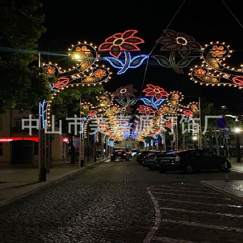 Urban Commercial Lighting Outdoor 2D Lighting Decoration Holiday Lights Cross-Street Holiday Christmas Light Theme