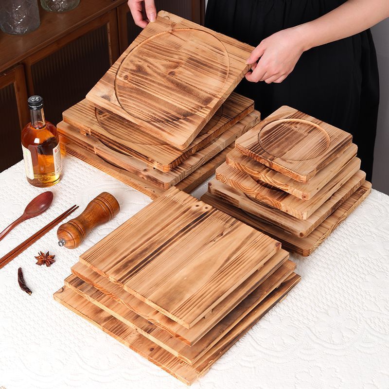Heat-Insulating Board Casserole Wooden Mat Barbecue Mat Baking Pan Clay Pot Rice Anti-Scalding Heat-Insulating Mat Base Japanese Casserole