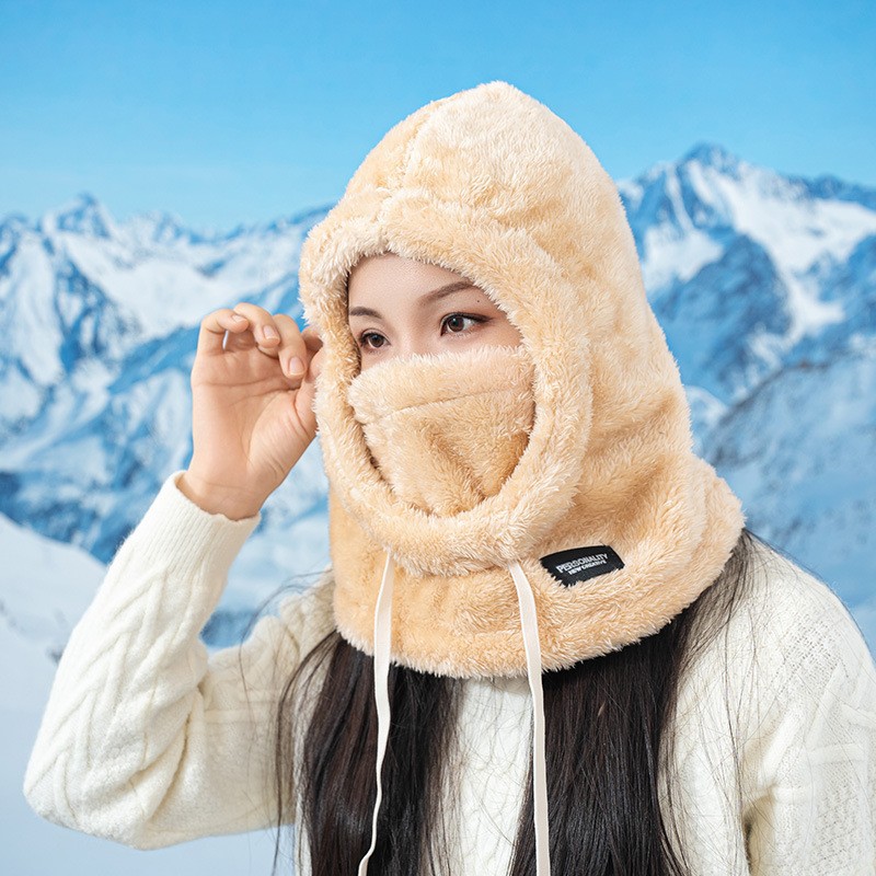 Warm Hood, Hat, Scarf, All-In-One Hat for Men and Women, Winter Fleece-Lined Thick Ski Riding Electric Bike Mask, Windproof Hood