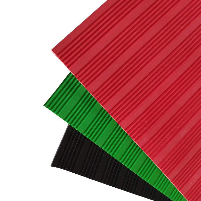 Colorful Stripesd Non-Slip Rubber Mat Insulating Rubber Black Red Green Power Distribution Room 3Mm5Mm Thick Oil-Resistant Floor Mat