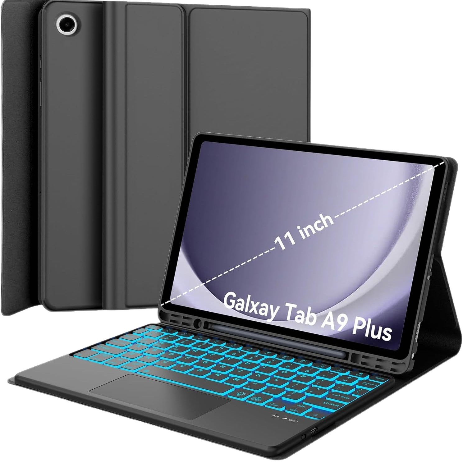 Touch Bluetooth Keyboard Suitable for Samsung Galaxy A9Plus 11inch Tablet Protective Case Black Touchpad