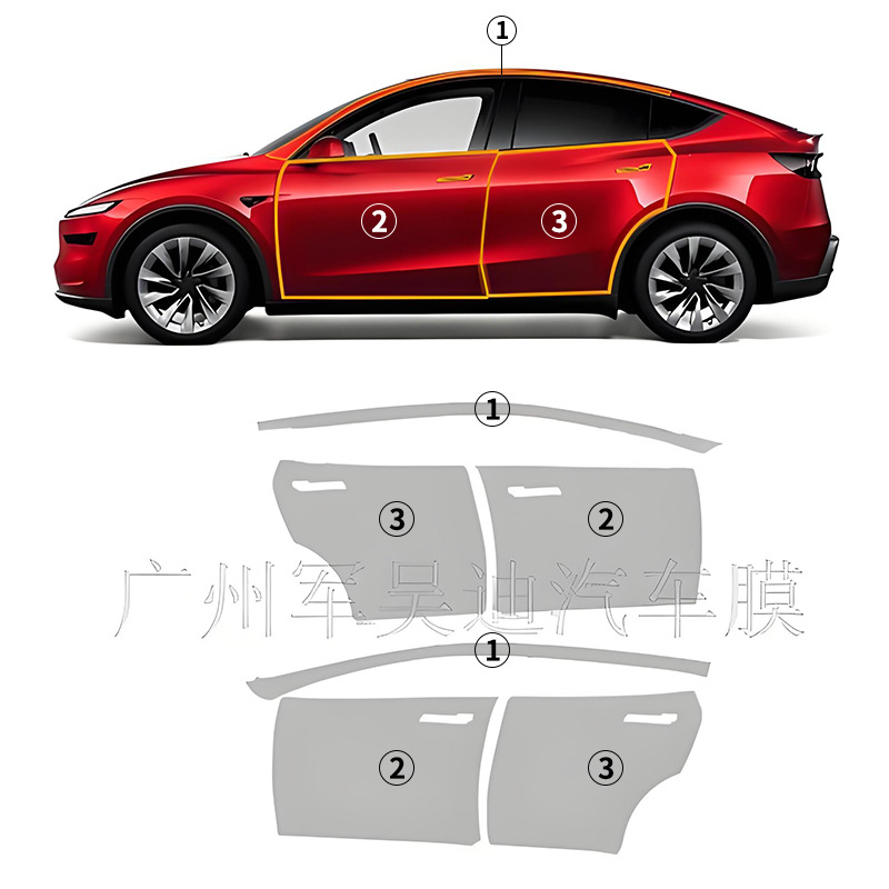 Cross-Border Exclusive Supply of Pre-Cut Car Film Suitable for the 2025 Refreshed Model-Y Juniper-Tpu, Available on Amazon