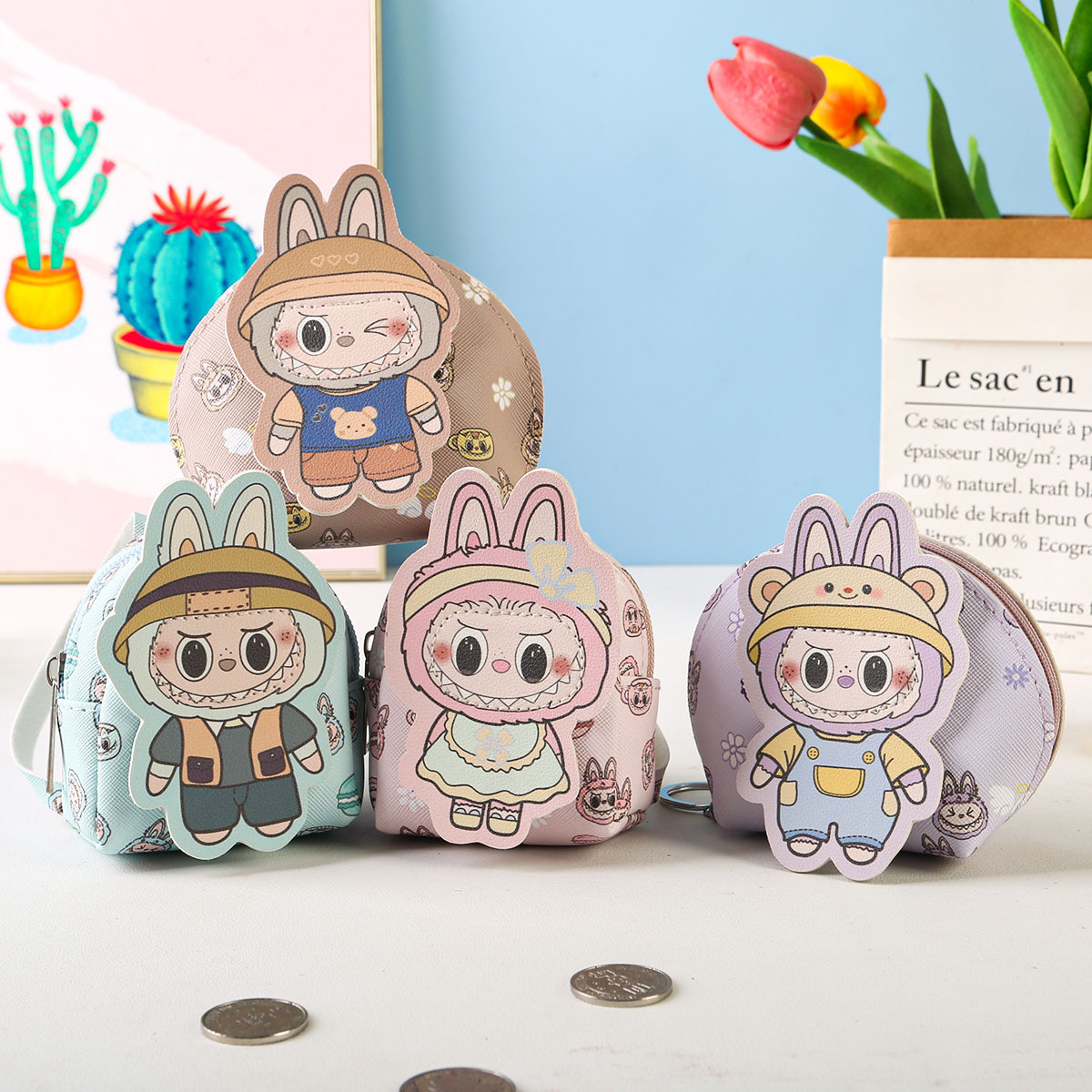 New Cute Coin Purse Keychain Cartoon Storage Doll Key Bag Doll Machine Grabber Pendant Manufacturer Wholesale