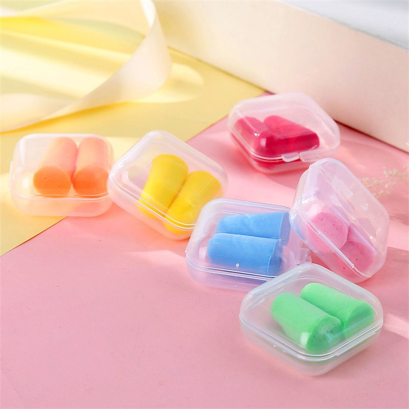 Printable logo multi-color optional square boxed sound insulation earplugs noise reduction sleeping noise prevention sponge earplugs A30M