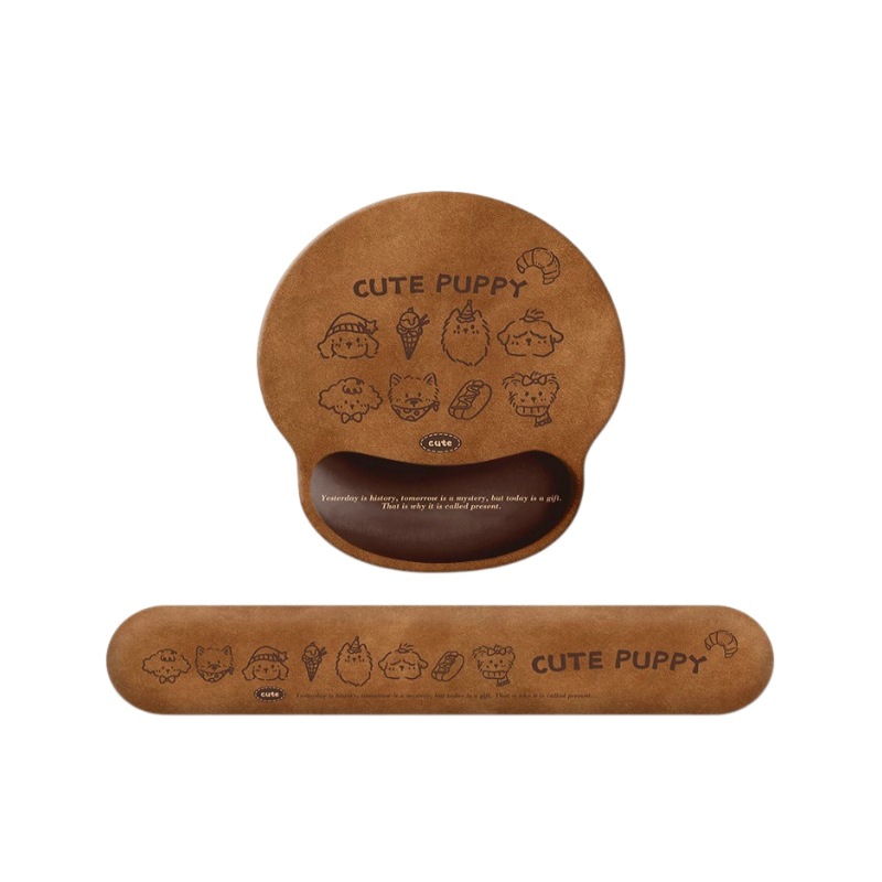 Cartoon Cute Puppy Wrist Mouse Mat for Girls to Protect Wrist Support Integrated Computer Keyboard Mat Desk Mat