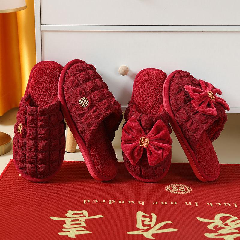 Wedding slippers wedding wedding festive red couple winter indoor home wedding wedding wedding slippers