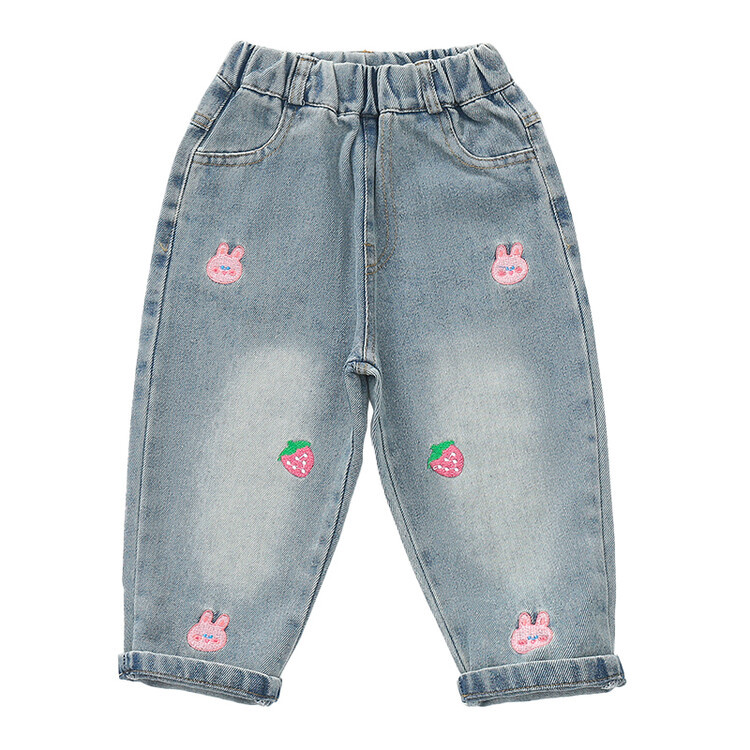 Girls' Jeans 2024 Spring and Autumn New Children's Loose Korean Style Outer Wear Baby's Fashionable Trendy Pants