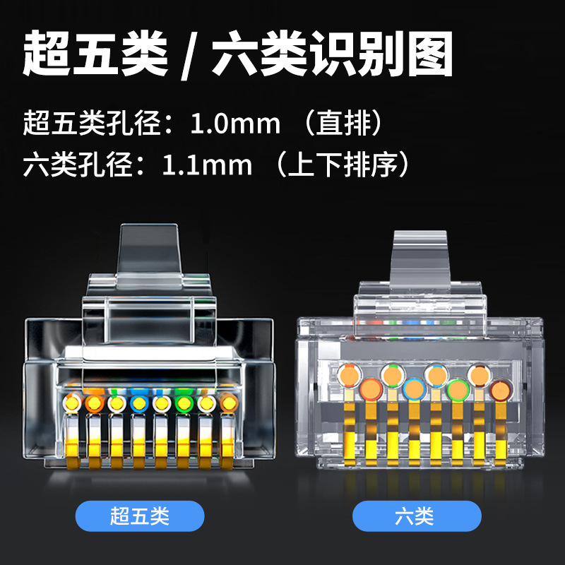 Shielded Crystal Head rj45 Super Six Crystal Head gold-plated 50u Super Five 15u6 class 30u network cable Crystal Head