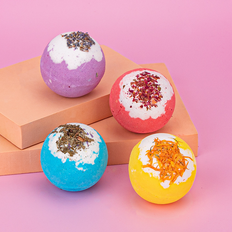 Cross-Border Explosive Dried Flower Bath Salt Ball 100g Bubble Bath Ball Essential Oil Bath Ball Bubble Bomb Bath Ball Wholesale
