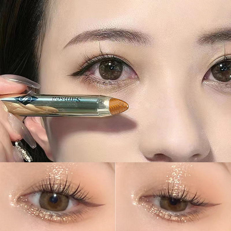 New Lazy High-Gloss Eye Shadow Stick Double-Ended Silkworm Pen Waterproof Beginner Pearlescent Fine Glitter Student Eye Shadow Pen