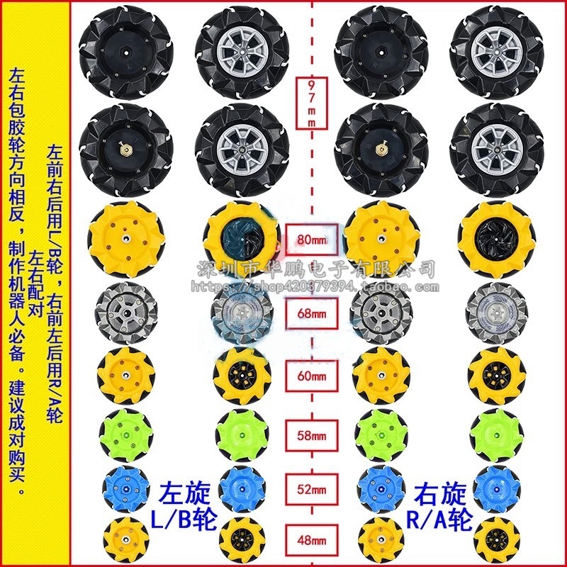 Mecanum Wheel Omnidirectional Wheel 48mm 60mm 80mm 97mm Tt Motor Smart Car Mobile Car
