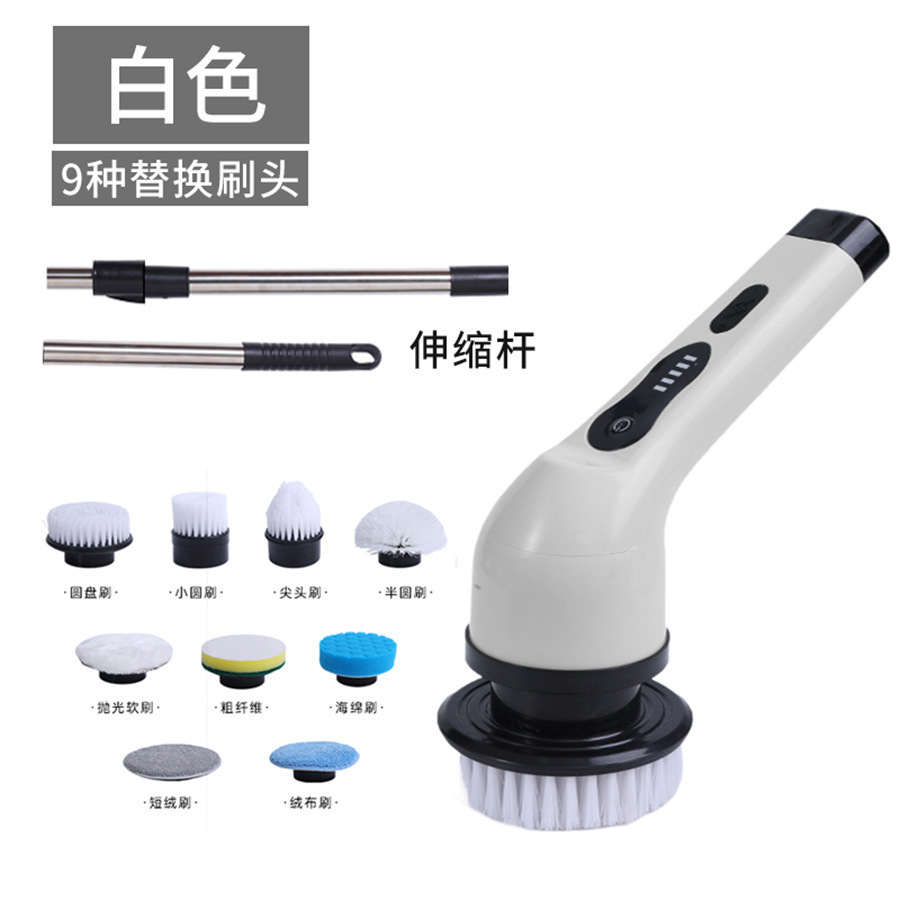 Cross-Border Home Kitchen Bathroom Toilet Glass Long and Short Dual-Use Brush Handheld Powerful Electric Multi-Function Cleaning Brush