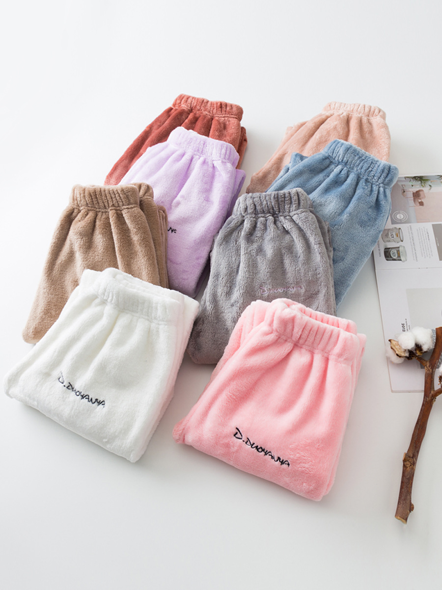 Children's Adult Coral Fleece Warm Pants Autumn and Winter Flannel Home Pants Boys' Thickened Girls Fleece-Lined Baby Pajama Pants