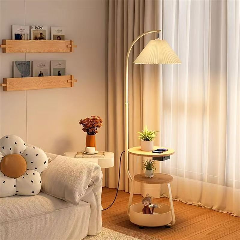 Storage Floor Lamp, Bedroom Bedside Table, Integrated High-End Pleated Cover, Living Room Sofa, Atmospheric Coffee Table Lamps