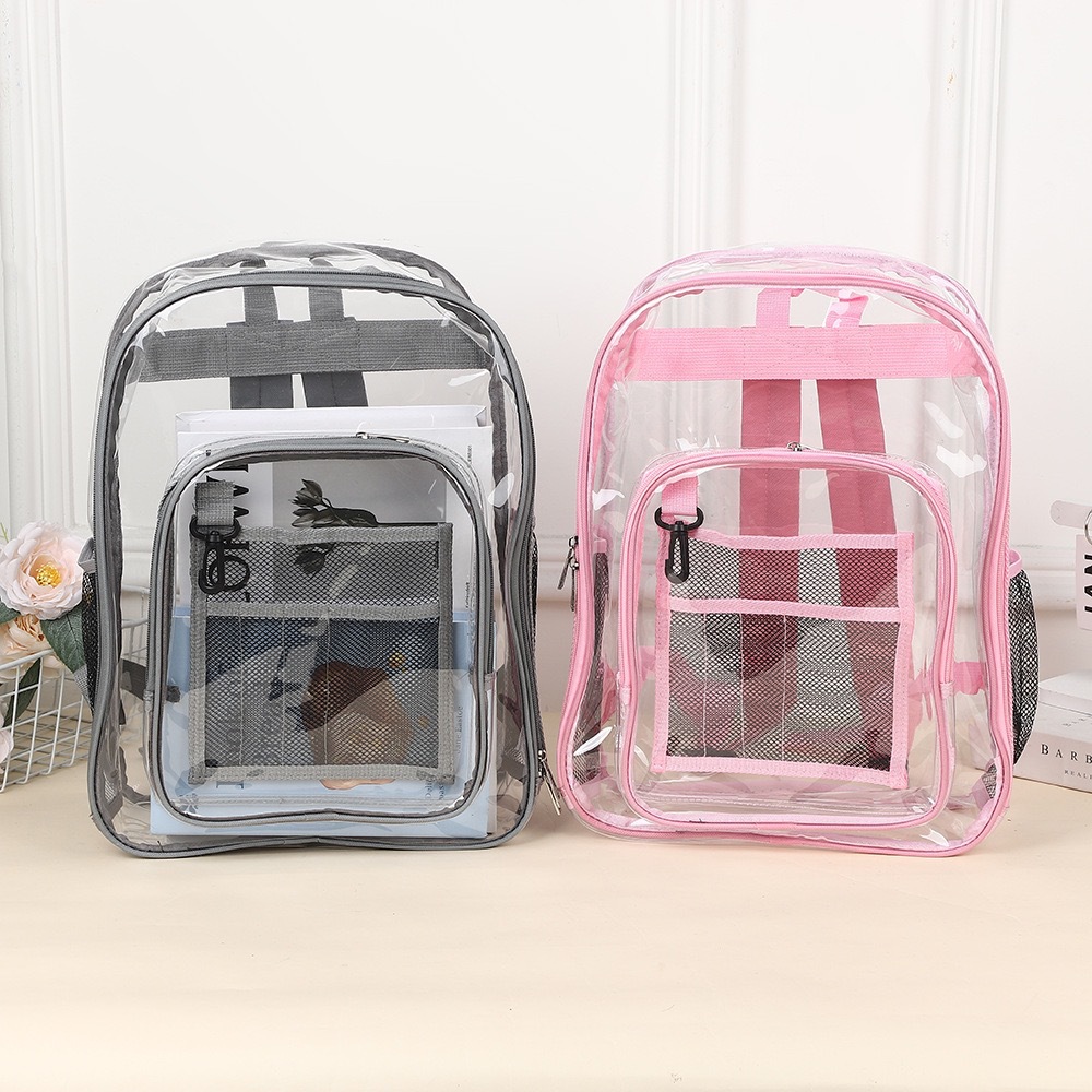 Transparent Backpack, Wear-Resistant Pvc School Bag, Ins Style Portable Backpack for Primary and Secondary School Students, Large Capacity Travel Backpack