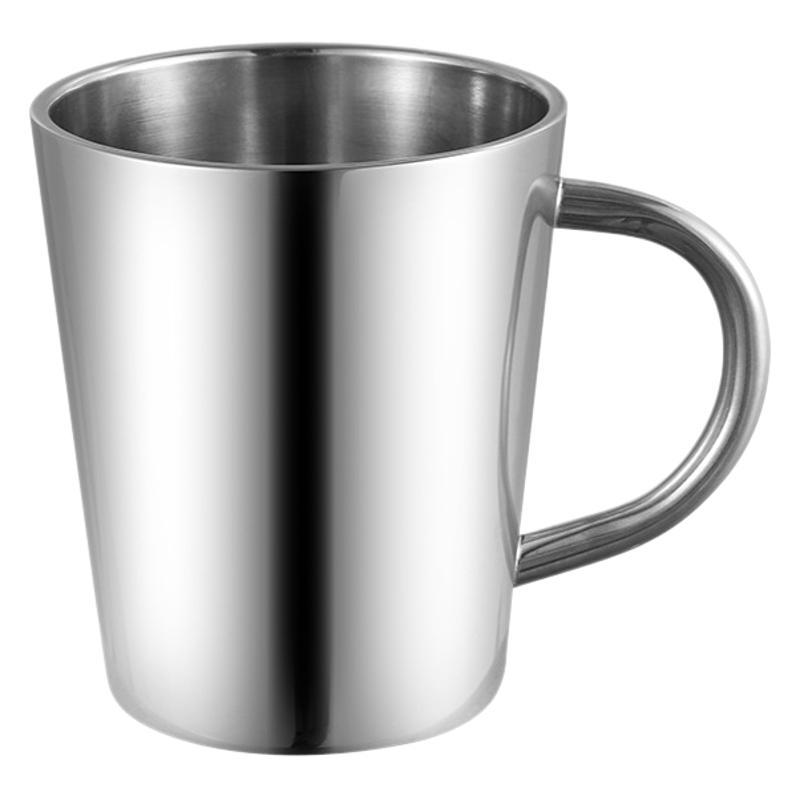 304 Stainless Steel Korean Cup Double-Layer Water Cup with Handle Mouth Cup Beer Cup Restaurant Water Cup Coffee Mug