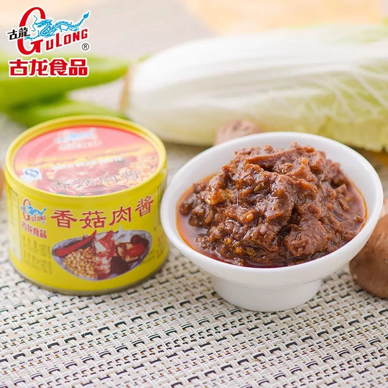 National Enterprise Cologne Mushroom Meat Sauce 180g Xiamen Specialty Ready-To-Eat Bibimbap Noodles Sauce Pasta Lunch Meat Instant Canned