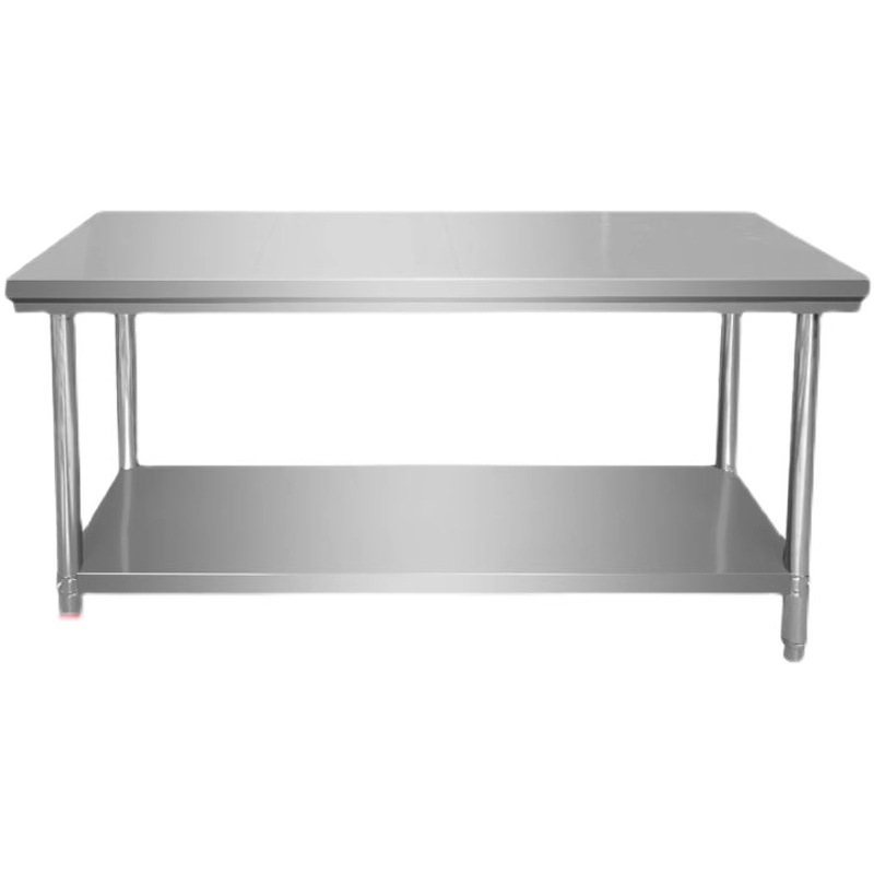 Stainless Steel Worktable Double Thickened Commercial Worktable Kitchen Restaurant Loo Chopper Table Baking Table Baking Table