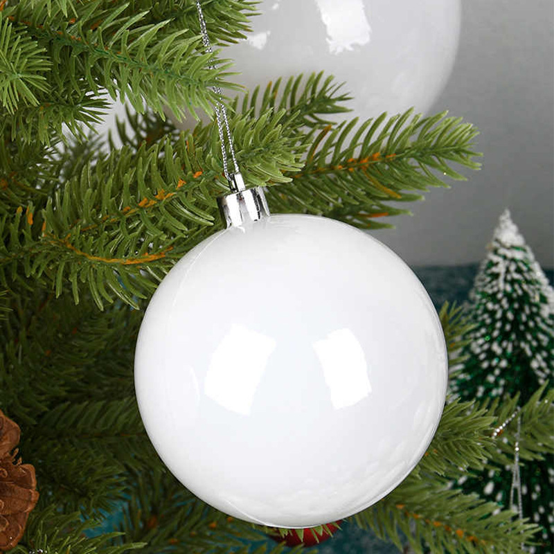 Source Factory Supply Christmas Decorative Ball White Christmas Ball Plastic Ball Round Ball Christmas Tree Accessories Hanging Ornaments