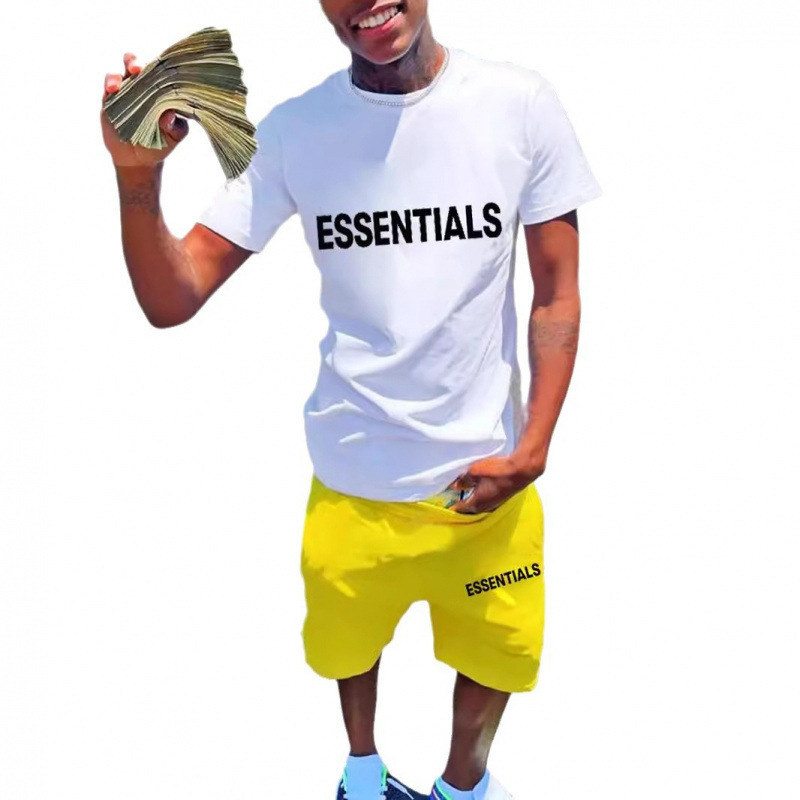 2025 independent station cross-border wholesale new men's wholesale short sleeve suit ESSENTIALS printing