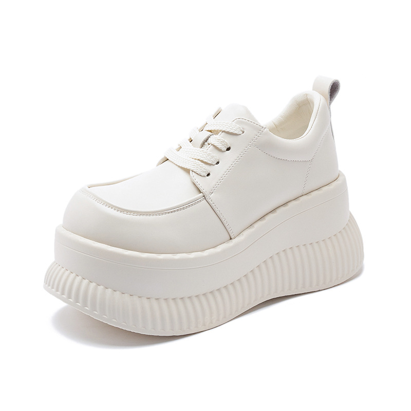 Thick bottom loafers women's 2025 spring new platform bottom versatile British small leather shoes small height women's shoes