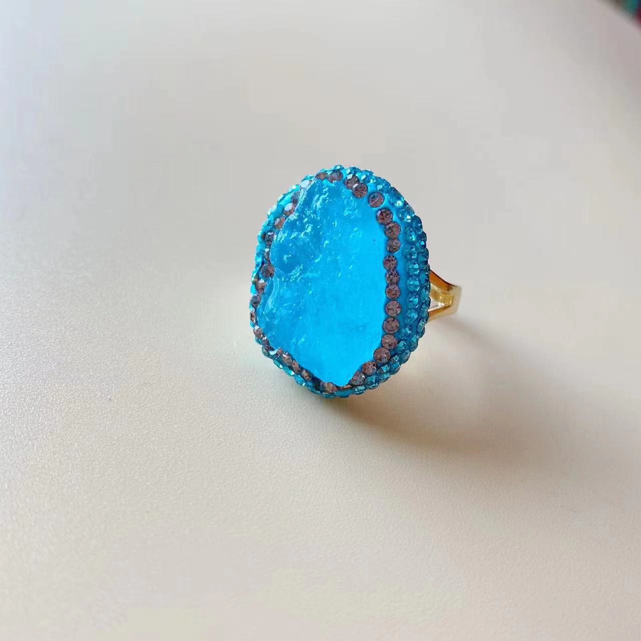 Кольцо с натуральным аквамарином для женщин, персонализированные аксессуары, легкая роскошь, простой стиль, щедрое кольцо