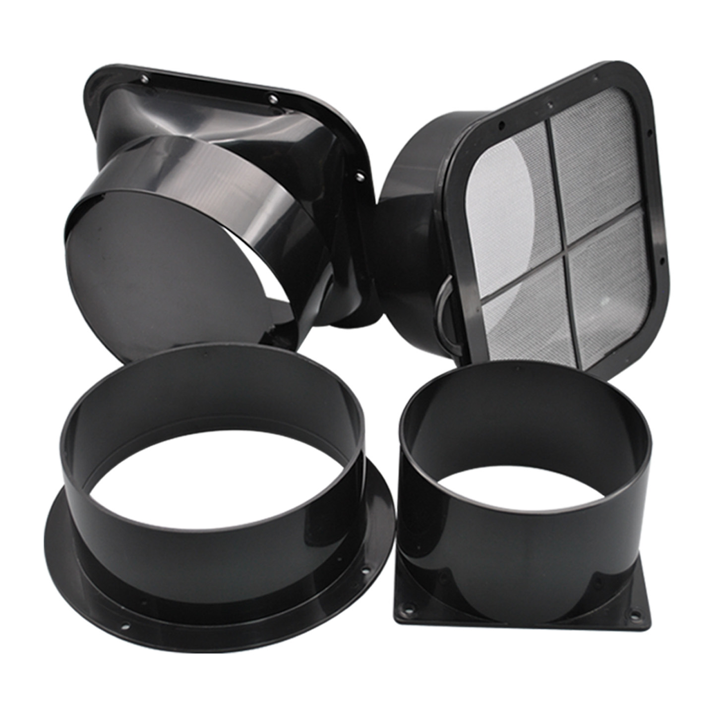 Fresh Air System Flange Ventilation Connector Exhaust Soft Pipe Adapter Round to Square Bottom Straight Flange