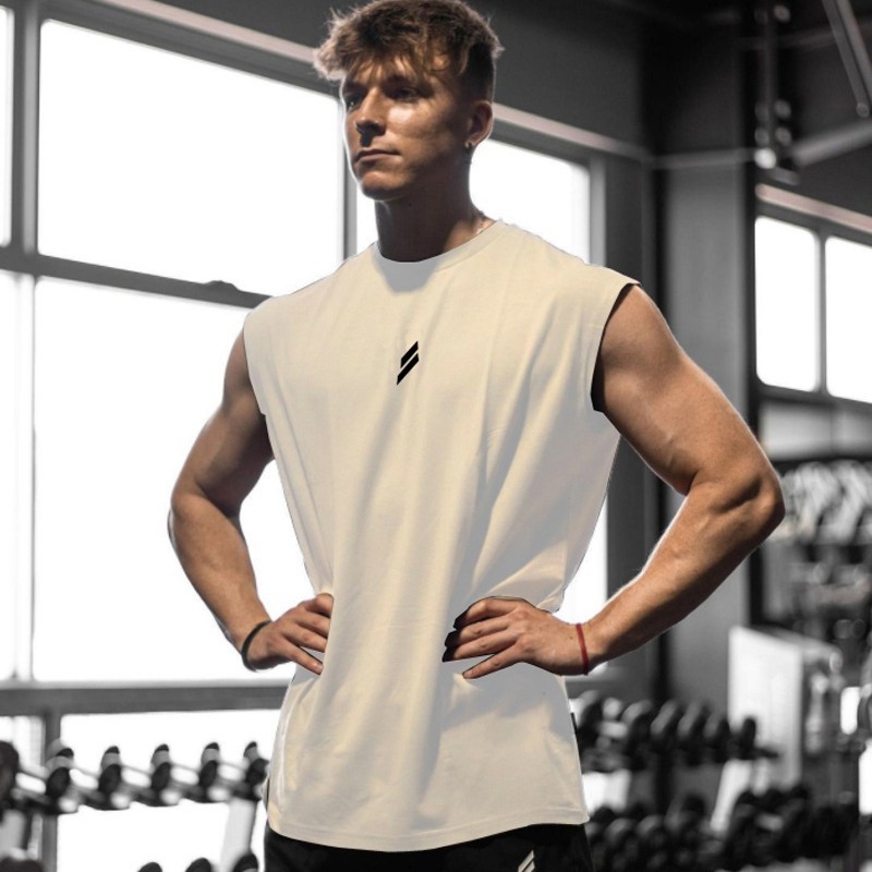 GYM Summer Fitness Sports Vest Men's Breathable Moisture Absorption Loose Training Sleeveless Quick-drying Waistcoat Short-sleeved Fitness Clothes