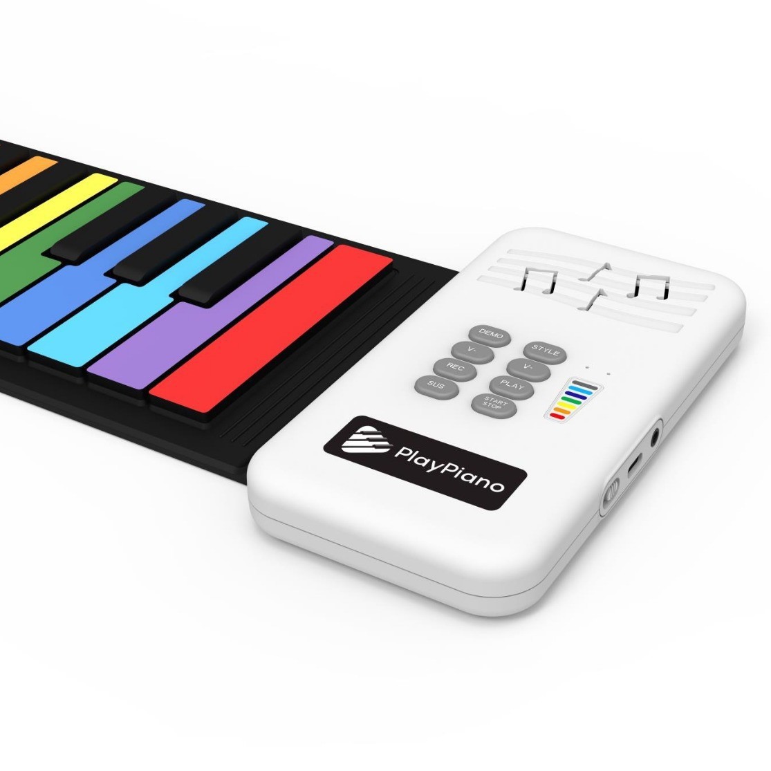 49 key hand roll piano children's entry thickened silicone color rainbow version accordion folding electronic organ wholesale