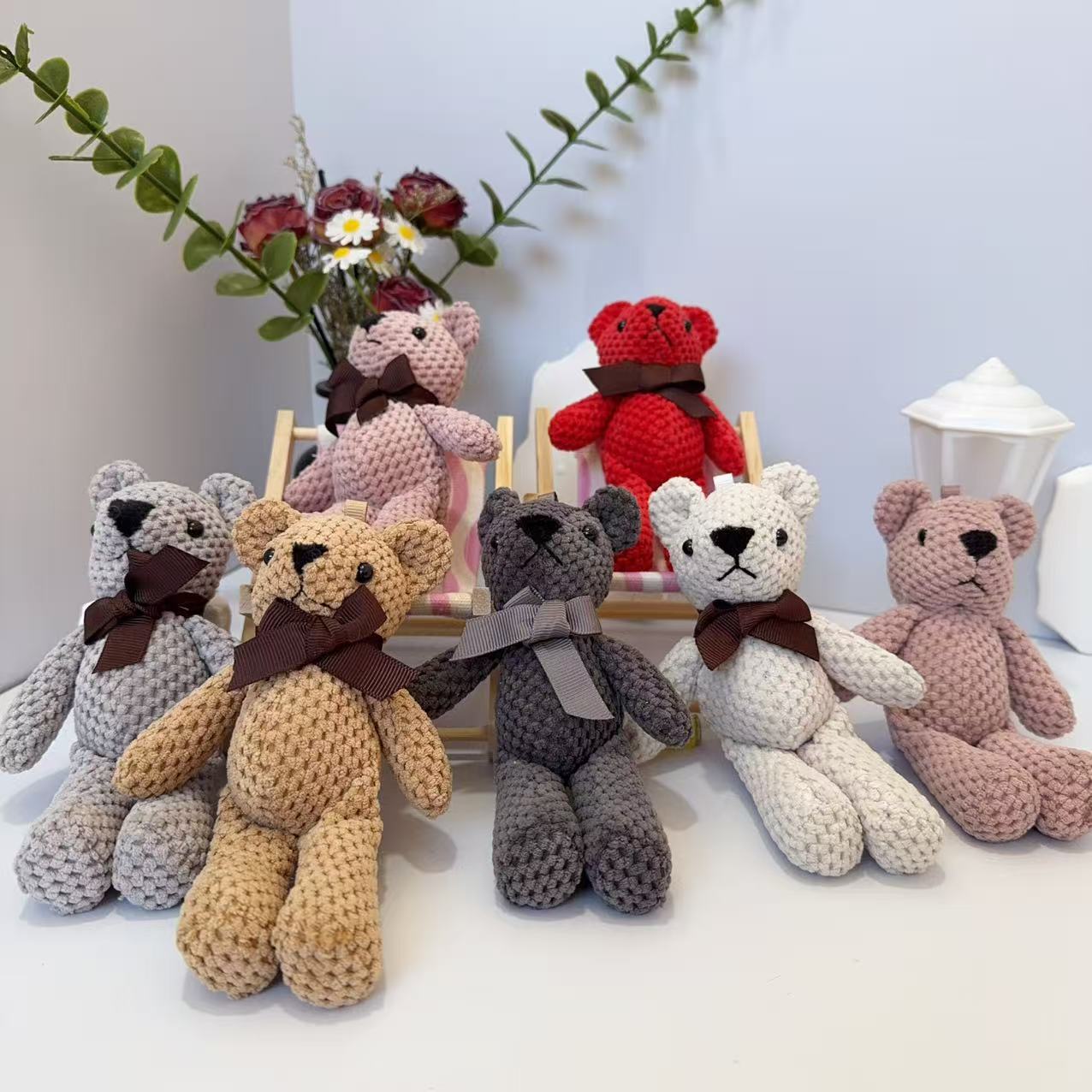 16 см Мягкая игрушка Медведь в клетку Плюшевая кукла Тряпичная кукла Подвеска Подарок Сувенирные аксессуары