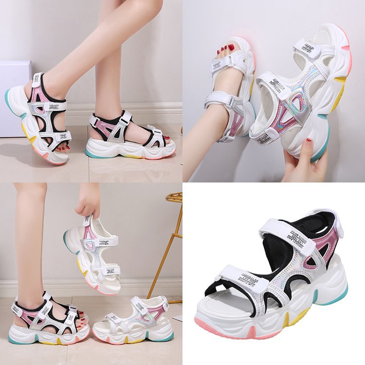 Rainbow bottom plus size sandals for women ins trendy 2022 new summer student fairy style platform sandals beach shoes