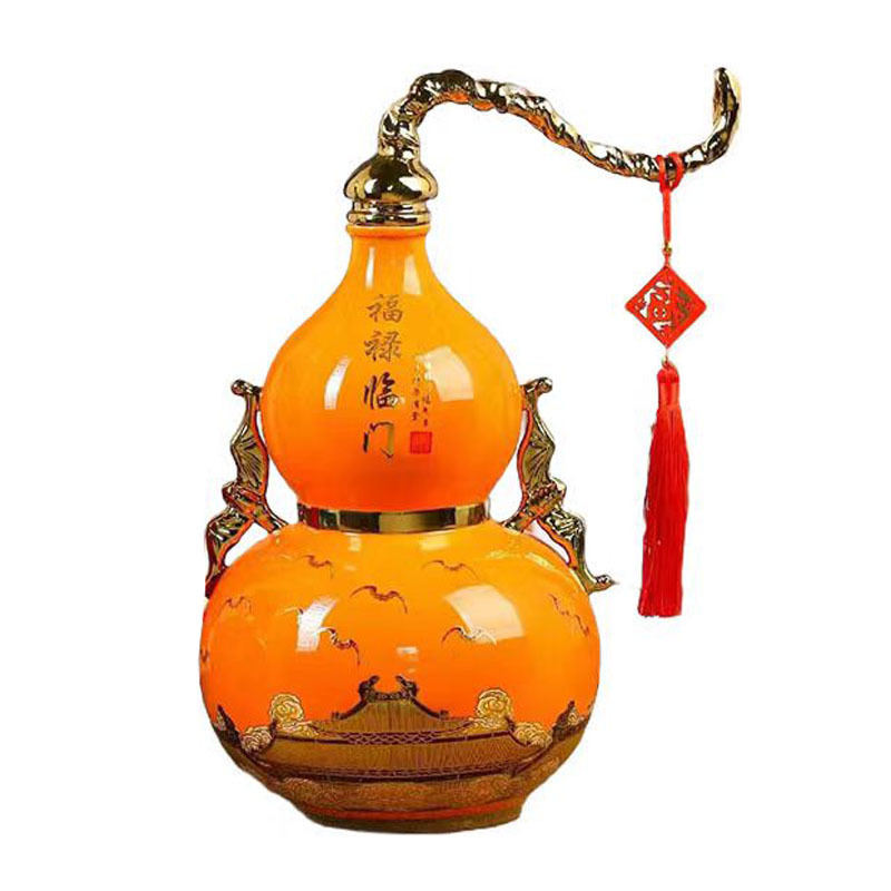 Jingdezhen Ceramic Wine Bottle 2.5kg Fulu Gourd Wine Jar Wine Pot Empty Wine Can Household Sealed Wine Set Ornaments